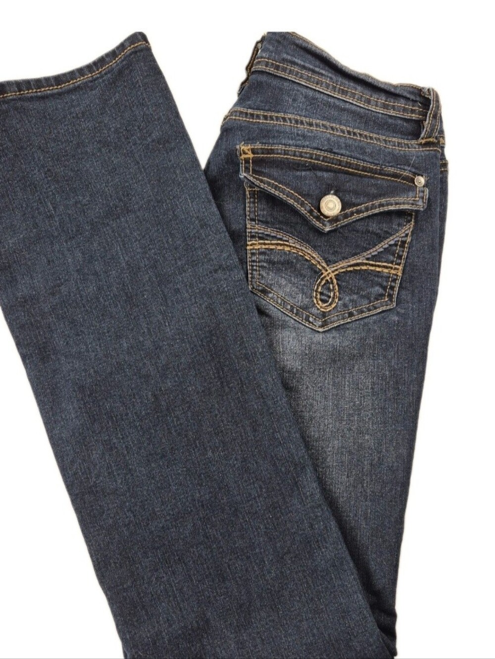 Wallflower Dark Blue Flare Cut Jeans with Decorative Back Pocket Sku0692